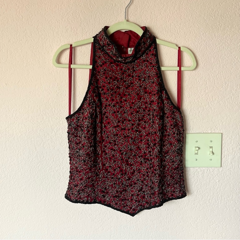 Vintage Y2K 2000s 90s beaded party top